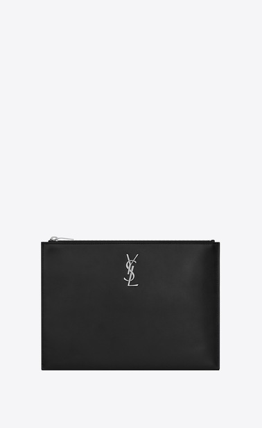 Monogramme Tablet-Etui aus schwarzem Leder